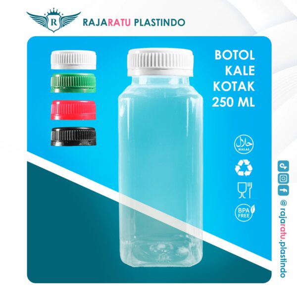 Botol Kale 250 ml Kotak + Setcap Putih
