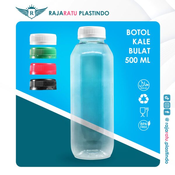 Botol Kale 500 ml Bulat + Setcap Putih