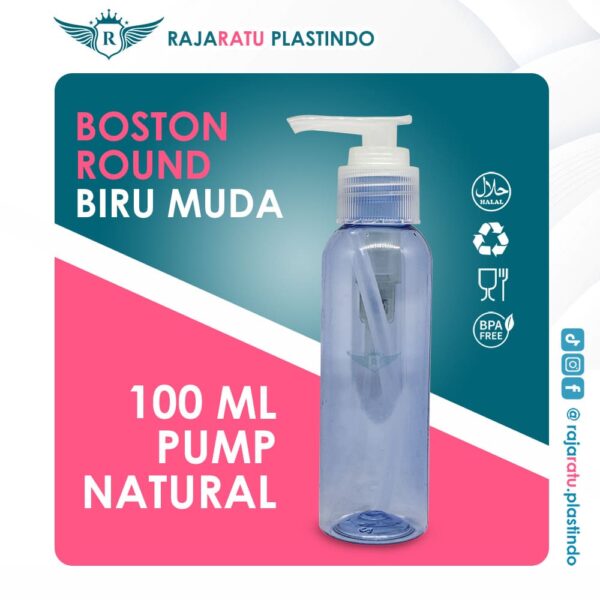 Botol BR 100 ml Biru Muda + Pump Putih - Image 2