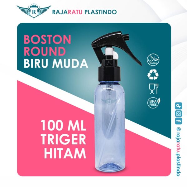 Botol BR 100 ml Biru Muda + Spray Trigger Hitam