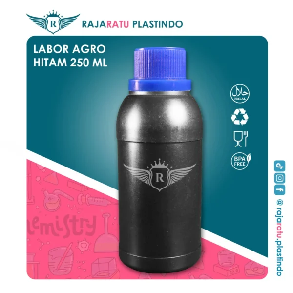Botol Labor Agro 250 ml HDPE Hitam – Tutup Variasi Warna - Image 7