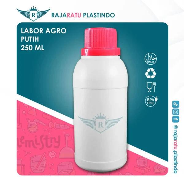 Botol Labor Agro 250 ml HDPE (Putih Susu) – Tutup Variasi Warna - Image 3