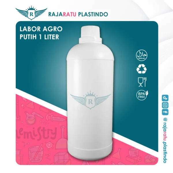 Botol Labor Agro 1 Liter HDPE (Putih Susu) – Tutup Varian Warna - Image 6