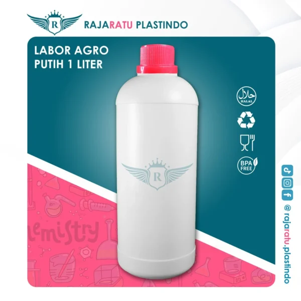Botol Labor Agro 1 Liter HDPE (Putih Susu) – Tutup Varian Warna - Image 7